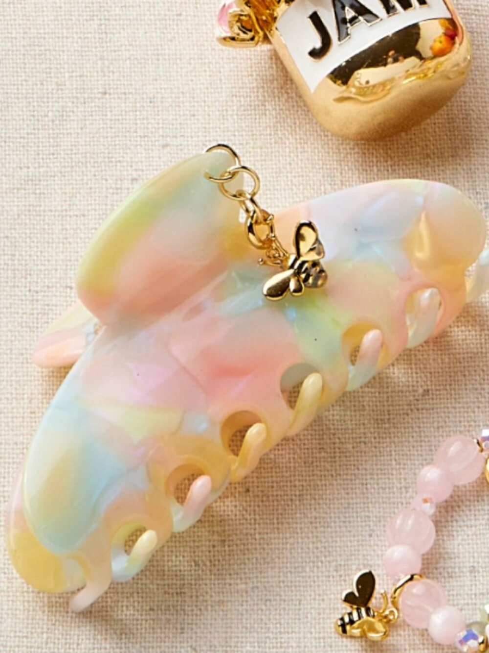Pastel Marbled Hair Claw with Charm Attachment